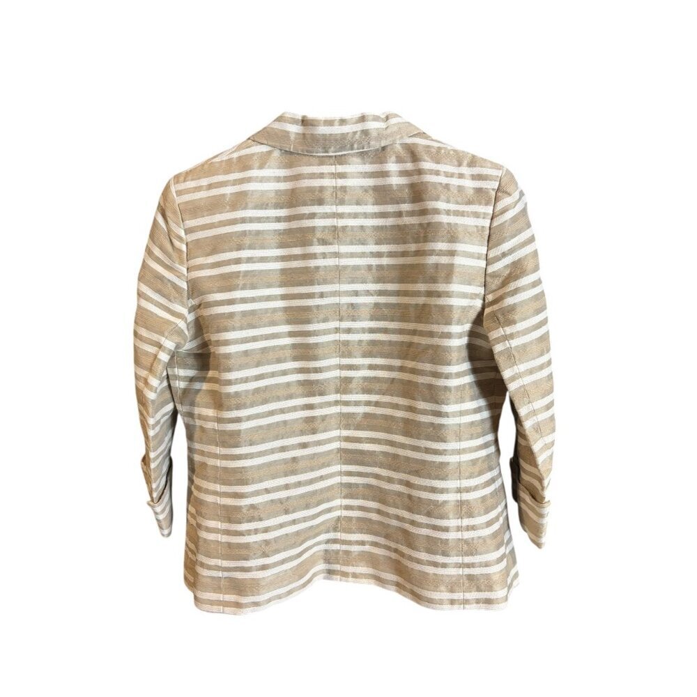 Jones New York Women's Tan & White Casual Short Blazer - Picture 3 of 8